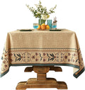 patdrea Designer Beige French Linen Small Tablecloth for Square Table,Anti-Wrinkle Durable Floral Table Cloth,Decor Cover for Kitchen Dining,Tea Party,Christmas,Thanksgiving,55"x55"-Fram