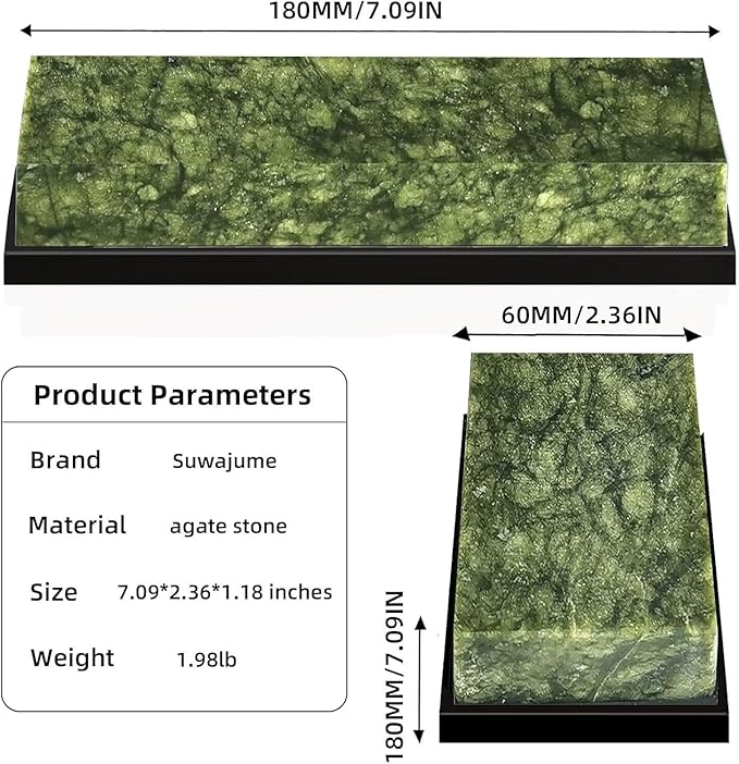 Knife Sharpening Stone,10000 Grit Sharpener Whetstone Final Fine Polishing Natural Green Honing Oilstone for, Knives Tools,Cutting Tools, Angle Guide and Non-Slip Rubber Base (SET-D) ﻿