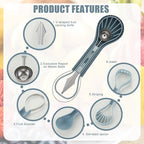 Melon Baller Scoop Set, 6 in 1 Fruit Cutter, Fruit Carving Tools Watermelon Cutter Dig Pulp Separator Kiwi Cutter Tools Avocado Knife & Pitter(bule)