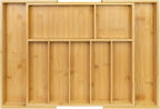 Utoplike Extra Large Kitchen Drawer Organizer, Expandable Bamboo Drawer Holder for Utensils, Silverware, Flatware, 7-9 Slots Cutlery Tray