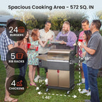 Z GRILLS 600D Wood Pellet Grill – 8-in-1 BBQ Smoker with PID 2.1 Controller, 572 sq in Cooking Area for Outdoor Grilling and Smoking, Huge Storage Cabinet Side Shelf with Tool Hooks