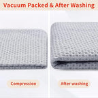 Homaxy 100% Cotton Waffle Weave Kitchen Dish Towels, Ultra Soft Absorbent Quick Drying Cleaning Towel, 13 x 28 Inches, 12-Pack, Light Gray