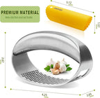 Garlic Press Rocker & Silicone Peeler, Stainless Steel Garlic Mincer Crusher Squeezer Kitchen Tool