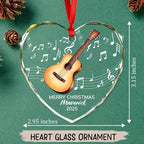 Personalized Guitar Glass Christmas Ornament 2025, Customized Text Year Name Keepsake Ornaments Gift for Guitarist Brother Sister Dad Mom Kids, Unique Guitar Musical Instrument Glass Xmas Ornament