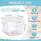 Yungyan 12 Pcs 4 Qt Commercial Food Storage Containers with Lids Restaurant Square Airtight Food Storage Containers Clear Cereal Container for Kitchen Freezer Dishwasher Pantry (White Lid)