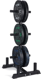 CAP Barbell 2-Inch Olympic Bumper Plate Weight Set with 6 Post Rack | 100-370 lbs | Multiple Options