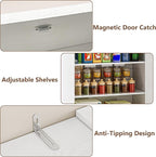 Pantry Organizers and Storage Cabinet, 70” Barn Door White Kitchen Cabinet with Drawers and Adjustable Shelf, Tall Pantry for Kitchen, Dining Room, Living Room Bedroom