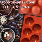 3 Pack Extra Large 5-Cavity Semi Sphere Silicone Molds, Half Sphere Baking Mold Non-Stick for Making Big Size Hot Chocolate Bomb, Jelly, Cake, Dome Mousse
