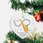 Personalized Saxophonist Christmas Ceramic Ornament 2025, Custom Text Name & Year Saxophone Player Xmas Ornament, Saxophone Musical Instrument Ornaments for Xmas Tree, Gifts for Music Lovers