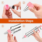 Dessert Decorating Syringe Set Icing Piping Kit Frosting Piping Kit Stainless Steels Cake Decorating Kit with 10 food grade stainless steel piping tips & 50 Disposable Piping Bags, Pink