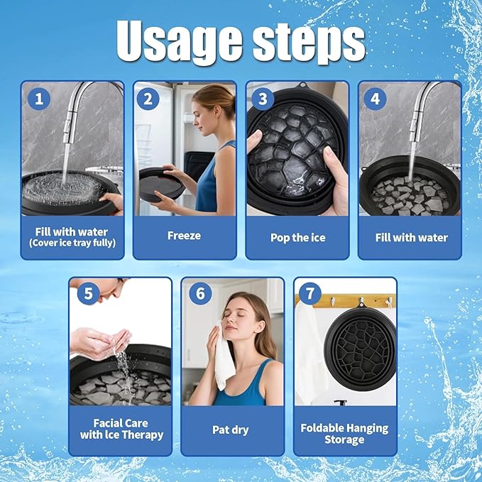 Face Bowl for Ice With Built-in Ice Tray, Collapsible Silicone Ice-Bath Face Bowl, Small Reusable Face-Ice Plunge Bowls, Perfect for Home Use, Camping, Travel (Green)