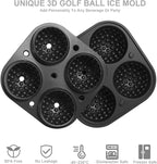 Novelty Golf Gifts Ball Ice Maker Mold, 2.5" Large Sphere Round Ice Cube Mold for Cocktails, Whiskey, Bourbon Chilling, 4 Hole Fun Shapes Big Silicone Circle Ice Cube Trays w/Funnel