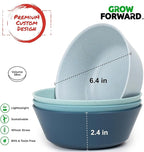 Grow Forward Premium Wheat Straw Plates and Bowls Sets - 8-Piece Wheat Straw Dinnerware Sets - Unbreakable & Reusable Microwave Safe Plastic Dinner Plates for Outdoors, RV, Camping Dishes - Seascape