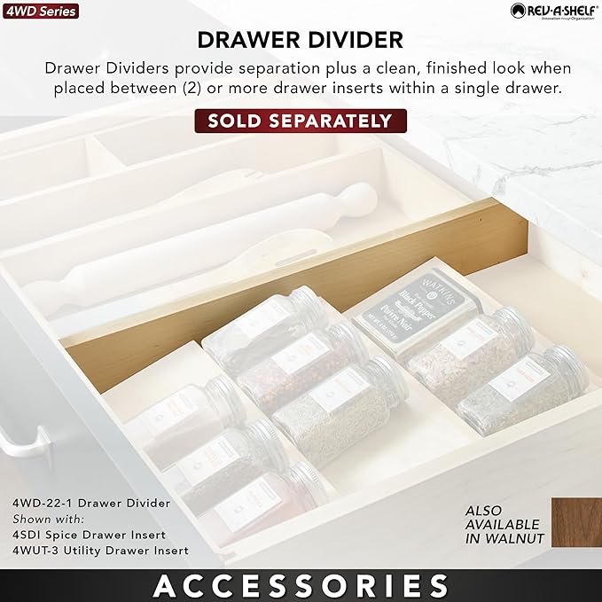 Rev-A-Shelf Trim-to-Fit Silverware Drawer Organizer For Kitchen Utensil Cutlery Cabinet Storage, Natural Maple Wood 7 Compartment Tray Insert 4WCT-1SH