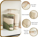Rice Dispenser 22Lbs, Slim Rice Storage Container for Small Space, BPA-Free Clear Dry Food Dispenser Sealed Moisture Proof, Grain&Cereal Storage Bucket for Kitchen Pantry Household, Cream White