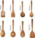 Teak Wooden Spoons for Cooking - 8Pcs Kitchen Utensils Set With Spatulas