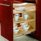Rev-A-Shelf 14" Pullout Storage Organizer for Base Kitchen/Bathroom Cabinets with Soft-Close Full Extension Slides & Adjustable Shelves, 448-BCSC-14C
