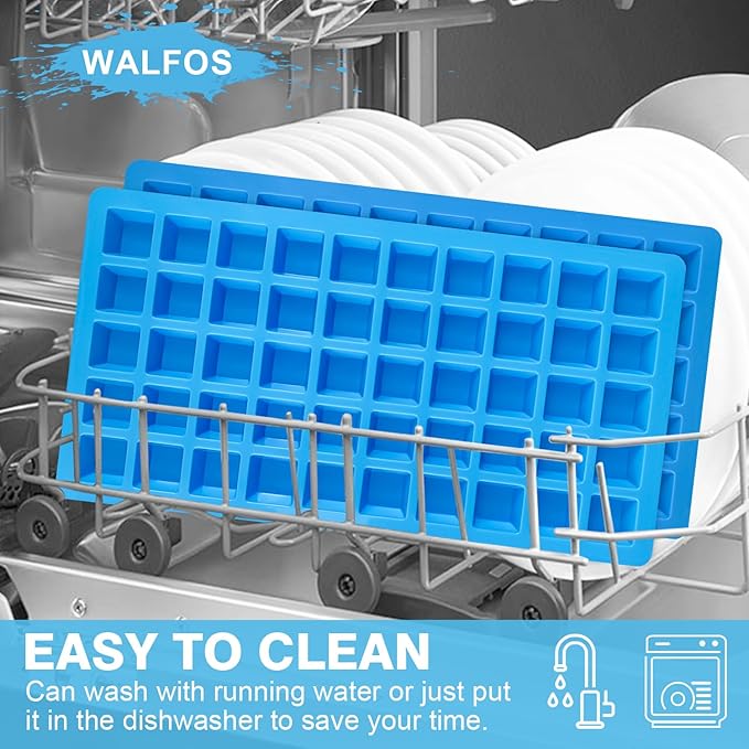 Mini Square-Terrace Silicone Chocolate Molds 50 Cavities - Walfos Non Stick Silicone Candy Molds, Silicone Molds for Chocolate, Candy, Gummy, Jelly, Ice Cubes, Food Grade & Dishwasher Safe, 4 Packs