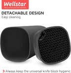 Universal Knife Block Holder for Kitchen, WELLSTAR Knife Stand without Knives, Safe Space Saver Large Volume Stable Knife Storage with Scissors Slot, Detachable for Easy Cleaning – Black