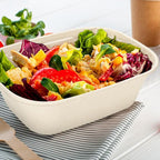 Aksipo 50 Pack 29 Oz Disposable Food Containers with Lids, Compostable Meal Prep Containers with Lids, Leak-proof To Go Food Box Cardboard Take Out Lunch Box Rectangle Paper Bowls for Salad,Leftovers