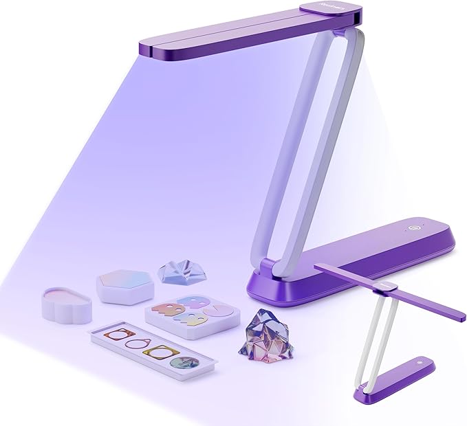 Resiners UV Resin Light, UV Light for Resin Curing, Wireless & Rechargeable Blacklight Ultraviolet LED, 3-in-1 Uses, Foldable UV Lamp, Craft Supplies Tools for Resin Molds, Jewelry Making, Purple
