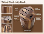 HEZHEN 7PCS Kitchen Knives Set - Professional Forging Damascus High Carbon Steel Chef Knife, Santoku, Bread, Utility, Fruit Knives & Multifunctional Kitchen Scissors - 6Slot Black Walnut Block