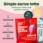 Copper Cow Premium Vietnamese Coffee Variety Pack (15 Coffees & 15 Creamers)| Classic Black, Churro, & Vanilla Latte | Pour Over Single-Serve Lattes, No Refrigeration Needed, Travel Friendly