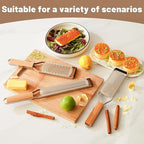 SHIKORI Professional Cheese Graters for Kitchen Stainless Steel Handheld, Metal Lemon Zester Grater With Wood Handle For Cheese, Chocolate, Spices, Kitchen Gadgets And Tools-Wideboard