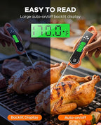 Meat Thermometer Digital, Instant Read Thermometer with Backlight, Calibration & Hold Function, Waterproof Food Thermometer for Kitchen and Outside, BBQ, Turkey, Candy, Liquids, Beef (Orange)
