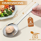 Extra Large Serving Spoons Set 11.7-Inch Serving Slotted Spoon x 2 Serving Spoon x 2, 18/8 Stainless Steel Big Serving Utensil for Buffet, Parties, Catering - Dishwasher Safe(4-Pack, Silver)