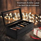 Knife Display Case, 2-Layer Pocket Knife Case Display & Storage Knives, Solid Wood Knife Case for Collections, Gift for Boyfriend Fathers Day Birthday Gifts(Black)