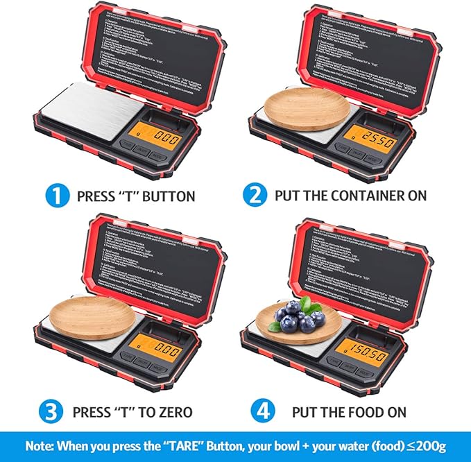 Digital Pocket Scale, 200g /0.01g Kitchen Scale, Electronic Smart Scale with 50g Calibration Weight, Mini Digital Scale for Jewelry, Spices etc (Battery Included)