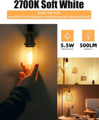 Lumiverse 120 Pack E26 led Bulb 60 watt dimmable Vintage LED Edison Bulbs 5.5W, 60W Equivalent, 2700K Soft White, Antique Style ST19/ST58 LED Light Filament Bulbs, CRI 90+, E26 Base