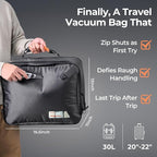 Apex Series Vacuum Bags for Travel Luggage, 180° Open, Reusable Compression Bags for Carry On Suitcases and Backpack, Vacuum Seal Packing Cube for Cloth (1Medium No Pump)