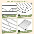TeamFar Baking Sheet with Rack Set (3 Pans + 3 Racks), 16/12.5/9 Inch Stainless Steel Cookie Sheets Baking Pans Trays and Cooling Racks for Cooking Roasting, Non-Toxic & Heavy Duty, Dishwasher Safe