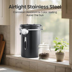 Veken Coffee Canister, 39OZ Large, Airtight Stainless Steel Food Storage Container for 2.2lbs Coffee Beans, Ground, Sugar, Tea, Flour, Cereal, Kitchen Bar Accessories with Date Tracker & Scoop, Black