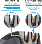 KitchenIQ 51420 | Edge Grip 2-Stage Knife Sharpener | Black – 3 Pack | Coarse & Fine Sharpeners | Compact for Easy Storage | Stable Non-Slip Base | Soft Grip Rubber Handle | Straight & Serrated Knives