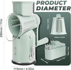 ZHANG XIAO QUAN SINCE 1628 5-in-1 Interchangeable Blades Rotary Cheese Grater Hand Crank, Cheese Shredder Mandoline Vegetable Julienne Slicer Cutter Nut Chopper with Anti-Slip Base, Green