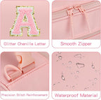Initial Insulated Lunch Bag for Girls Kids, Back to School Gift, Reusable Leak-proof Lunch Box with Adjustable Strap for School Daycare Travel Picnic (Pink,A)