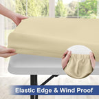 homing Rectangle Table Cloth Cover, Waterproof Polyester Elastic Fitted Tablecloth, Fits for 5 Foot Folding Tables, Washable Table Protector for Picnic, Camping, Outdoor (Champagne, 36" x 60")