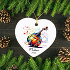 Personalized Name & Year Mandolin Ceramic Ornament Gifts for Music Lovers, Mandolin Player Xmas Tree Ornaments, Custom Mandolinist Ornaments 2025, Instrument Ceramic Ornament Decor Christmas Hanging