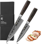 Wakoli ESE 2-Piece Damascus Chef Knife Set – 13-Inch & 9.3-Inch Professional Kitchen Knives | 67-Layer VG10 Core Steel | Ergonomic Pakkawood Handles | Premium Cooking Knives in Gift Box