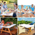 homing Rectangle Table Cloth Cover, Waterproof Polyester Elastic Fitted Tablecloth, Fits for 4 Foot Folding Tables, Washable Table Protector for Picnic, Camping, Outdoor (White, 30" x 48")