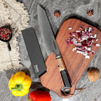 Seido Knives Kiritsuke Damascus Steel Chef Knife Epoxy Resin Stabilized Wood Handle Professional Kitchen Knife VG10 High Carbon Stainless Steel, Night Black