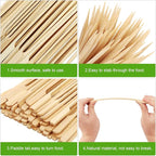 200 PCS Bamboo Skewers for Appetizers, 3.5 Inch Toothpicks, Cocktail Picks for Drinks, Fruit Kababs, Sausage, Barbecue Snacks, Natural Wooden Paddle Skewer Mini Food Sticks, Charcuterie Accessories
