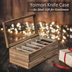 Knife Display Case, 2-Layer Pocket Knife Case Display & Storage Knives, Solid Wood Knife Case for Collections, Gift for Boyfriend Fathers Day Birthday Gifts(Brown)