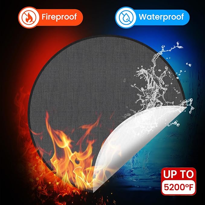 4-Layer Deck Protector 5200℉, Fire Pit Mat 36'', Fire Pit Pad, Fire Pit Accessories, Burn Barrel, Under Grill Mat, BBQ Mat, Patio Shield, Fire Retardant Base Pad for Outdoors