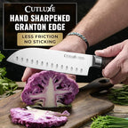 Cutluxe Santoku Knife – Ultra Sharp 7 Inch Vegetable Japanese Knife for Chopping, High Carbon Stainless Steel Blade, Full Tang Pakkawood Handle – Shinobi Series