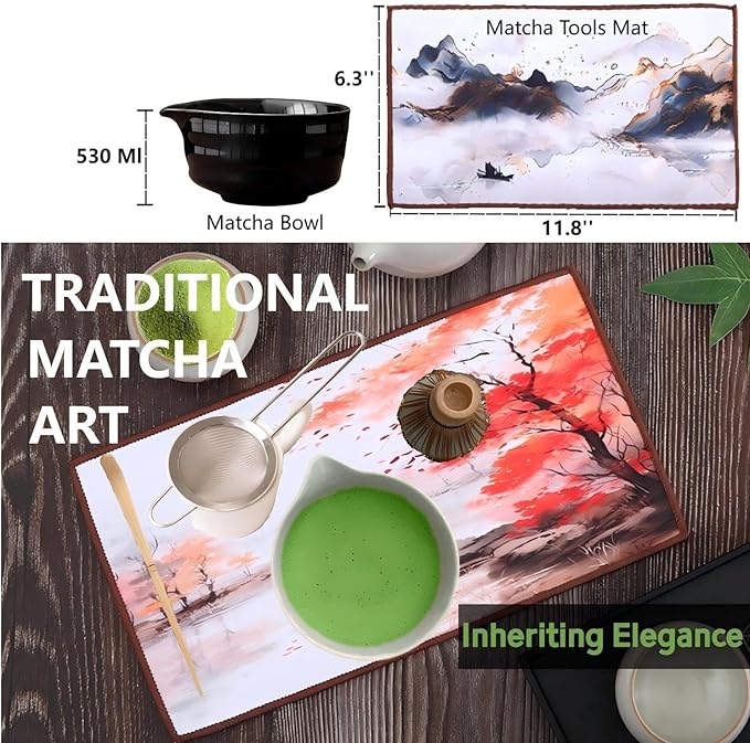 Matcha Whisk Holder Matcha Chasen Whisk Stand Ceramic Holder fit for Traditional Japanese Tea Ceremony Starter Matcha Tools Bowl (Yellow bamboo whisk)