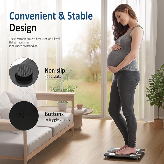 BalanceFrom Smart Scale for Body Weight Digital Bathroom Bluetooth BMI Body Fat Scale with 12 Body Composition Analyzer, Tempered Glass Weighing Scale LED Display Sync with Apps, 400lbs